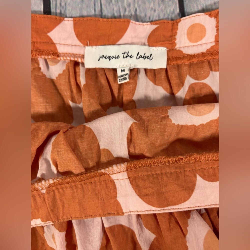 Jacquie The Label In Bloom Poppy Orange Pink Flutter Sleeve Retro Babydoll Top M View 5